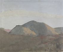 DAVID WILD (1931-2014) THREE UNFRAMED OIL PAINTINGS Hilly landscape (numbered 73) 29" x 35" (73.