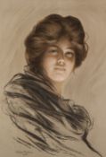 PHILIP BOILEAU (1864-19170 PRINT ON COLOURED PAPER Bust length female portrait Signed and dated 1903