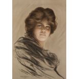 PHILIP BOILEAU (1864-19170 PRINT ON COLOURED PAPER Bust length female portrait Signed and dated 1903