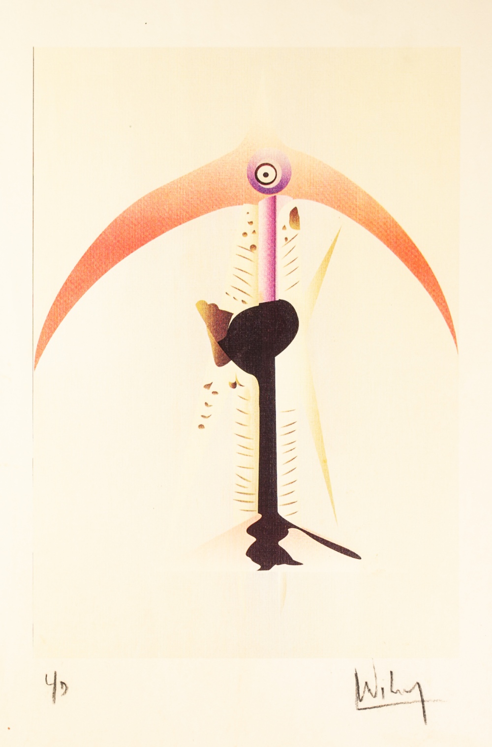 WILFREDO LAM (CUBAN 1902- 1982) ARTIST SIGNED COLOURED LITHOGRAPHIC PRINT with 'Ministerio de