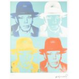 ANDY WARHOL (AMERICAN 1928 - 1987) COLOURED LITHGRAPHIC PRINT ON ARCHES PAPER 'Four self potrait