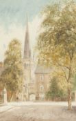 MARGARET THOMPSON (Twentieth Century) WATERCOLOUR A townscape with an Inn Signed with initials lower