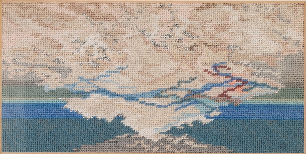 NADINE BAYLISS (TWENTIETH CENTURY) NEEDLEWORK PICTURE 'A Sky For William' Signed and dated 1980,