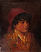 F.W. ALLOTT (late Nineteenth/early Twentieth Century) OIL PAINTING ON CANVAS Head of gypsy girl