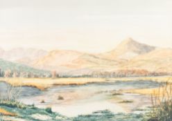 A CONTEMPORARY SCOTTISH HIGHLAND WATERCOLOUR Indistinctly signed 12" x 17" (30.5cm x 43cm) AND EIGHT
