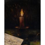 UNATTRIBUTED (NINETEENTH CENTURY) OIL PAINTING ON CANVAS Candle Unsigned 9" x 7" (22.9cm x 17.8cm)