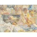 UNITY HEILD (Modern) OIL PAINTING ON CANVAS A young lady ironing Signed with monogram and dated (19)