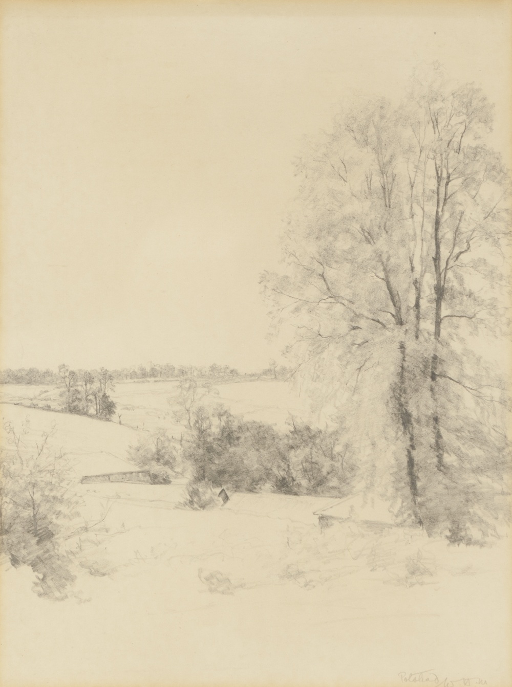 W.H. MILNET JUNIOR (modern) PENCIL DRAWING 'Polstead, Fields and Trees' titled and signed with