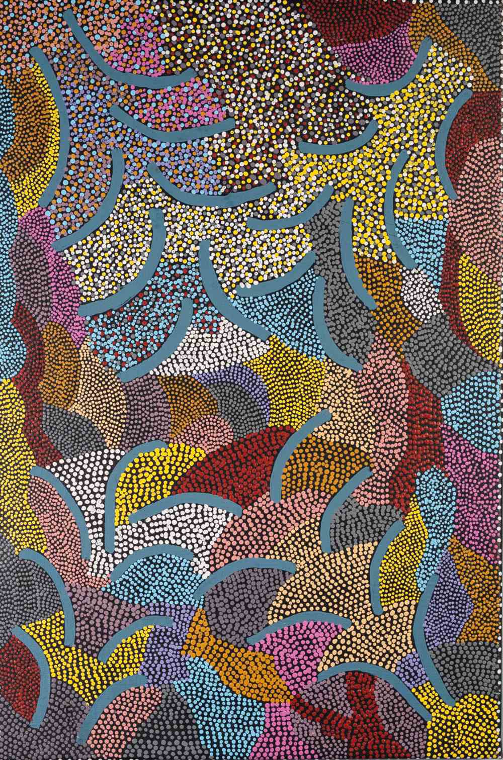 MAGGIE DIXON (Bushy Park, Australia) ACRYLIC ON CANVAS BODY PRINT DOT DESIGN 18" x 20" (35.7cm x