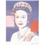 ANDY WARHOL (AMERICAN 1928 - 1987) COLOURED LITHGRAPHIC PRINT ON ARCHES PAPER 'Queen Elizabeth II'