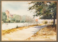 GEORGE THOMPSON (b.1934) WATERCOLOUR DRAWING 'River Dee Looking Towards Boughton, Chester' Signed,