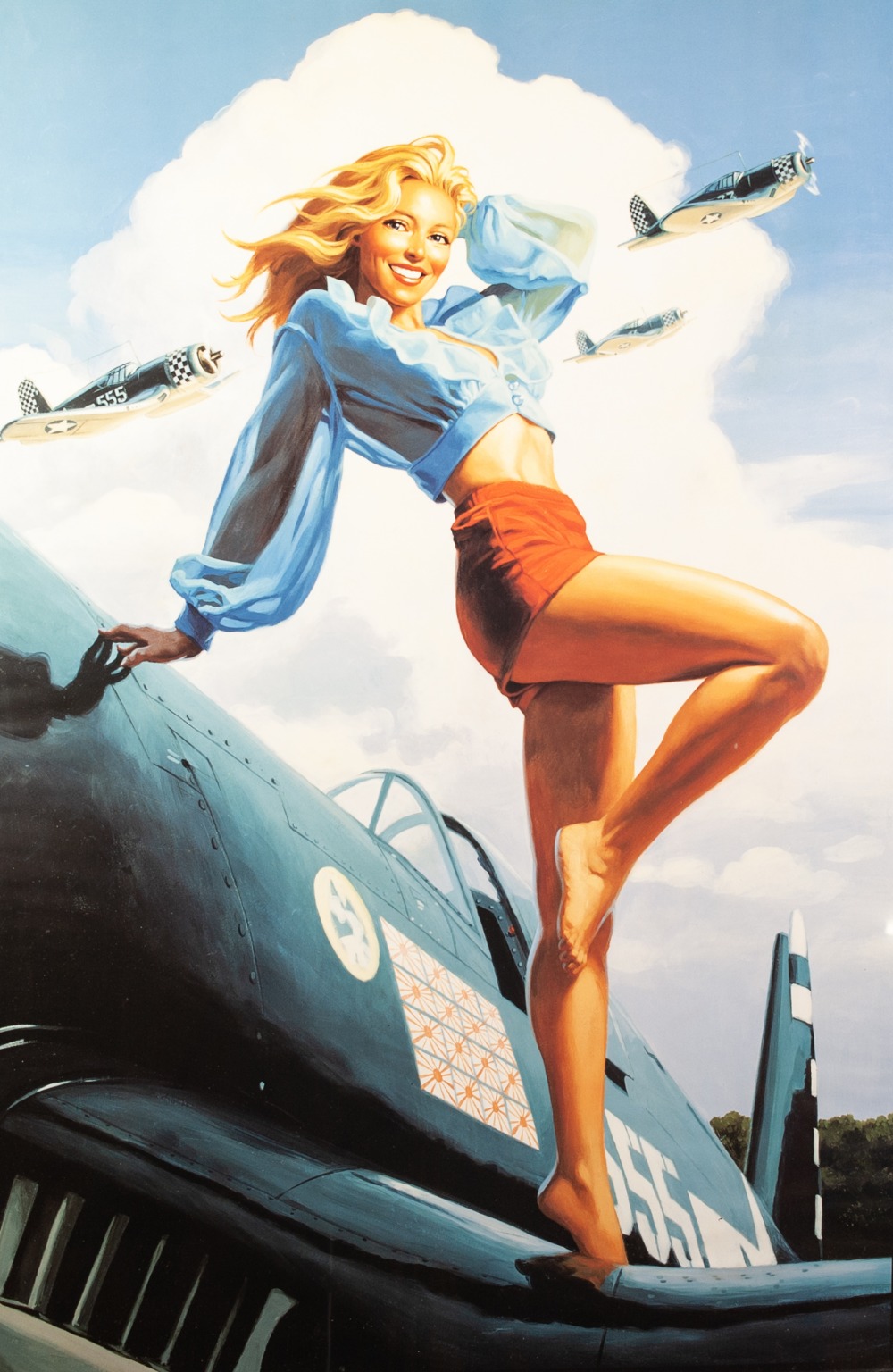 AFTER GREG HILDEBRANDT AMERICAN WWII ART PRINT COLOUR POSTER 'Bombs Away' 35" x 23" (89cm x 58.5cm)