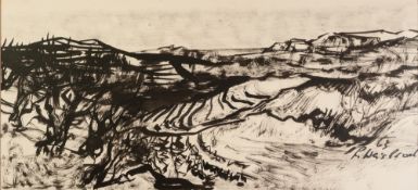RICHARD WEISBROD (1906-1991) BLACK INK DRAWING 'Provence Landscape' Signed and dated (19)63,