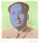 ANDY WARHOL (AMERICAN 1928 - 1987) COLOURED LITHGRAPHIC PRINT ON ARCHES PAPER 'MAO ZEDONG' Signed in