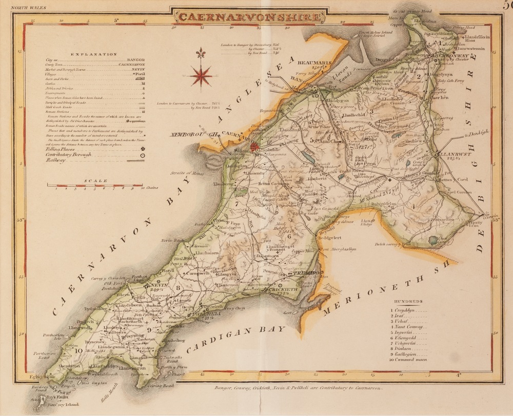 ANTIQUE HAND COLOURED MAP OF DEVONSHIRE BY EMAN BOWEN, with Hundreds index lower right, 6 ¾" x - Image 2 of 2