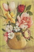 GEORGE REEKIE OIL PAINTING ON BOARD Still life - Vase of flowers Signed lower right and dated 1952