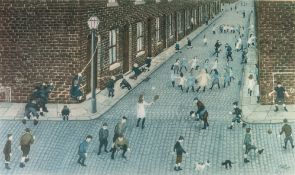 TOM DODSON (1910 - 1991) ARTIST SIGNED COLOUR PRINT 'Street Games' Guild stamped 17" x 28 3/4" (43 x