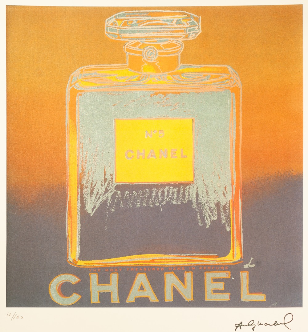 ANDY WARHOL (AMERICAN 1928 - 1987) COLOURED LITHGRAPHIC PRINT ON ARCHES PAPER 'Chanel No 5' Signed