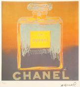 ANDY WARHOL (AMERICAN 1928 - 1987) COLOURED LITHGRAPHIC PRINT ON ARCHES PAPER 'Chanel No 5' Signed