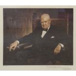 AFTER A PAN COLOUR PRINT REPRODUCTION 'Portrait of Winston Churchill' published by Frost & Reed in