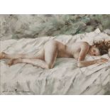 •IGOR TALWINSKI (1907 - 1983) (Polish) OIL PAINTING ON CANVAS Reclining female nude Signed lower