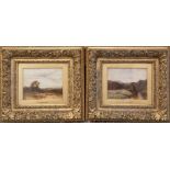 ROBERT BUCHAN NESBIT R.S.A. (1857 - 1942) A PAIR OF WATERCOLOUR DRAWINGS LANDSCAPES WITH SHEEP