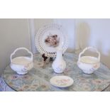 FOUR PIECES OF ROYAL STAFFORD BONE CHINA, VIZ TWO BOWLS, A SMALL VASE AND A SAUCER DISH; A CHINA