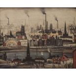 AFTER L. S. LOWRY COLOUR PRINT REPRODUCTION Panoramic Industrial City Scape 22" x 27" (56 x 68.