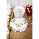 ROYAL WORCESTER 'EVESHAM' OVEN TO TABLE WARE; LARGE CIRCULAR TUREEN AND COVER AND THREE OVAL SERVICE