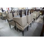 SET OF SIX 'KNIGHTSBRIDGE' TUB SHAPED DINING CHAIRS, COVERED IN BROWN FAUX LEATHER (6)