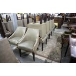 SET OF EIGHT 'KNIGHTSBRIDGE' TUB SHAPED DINING CHAIRS, COVERED IN BROWN FAUX LEATHER (8)