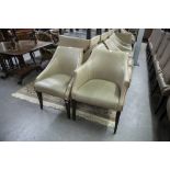 SET OF EIGHT 'KNIGHTSBRIDGE' TUB SHAPED DINING CHAIRS, COVERED IN BROWN FAUX LEATHER (8)