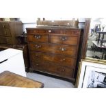 AN EARLY TWENTIETH CENTURY MAHOGANY CHEST OF TWO SHORT AND THREE LONG DRAWERS