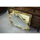 A GILT FRAMED WALL MIRROR AND A COLOUR PRINT OF HIGHLAND CATTLE IN GILT FRAME