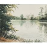 SHIRLEY HARRELL WATERCOLOUR DRAWING 'Lake Scene' Signed lower right 15 1/2" x 19" (39 x 48cm)