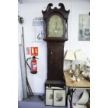 GEORGIAN MAHOGANY LONGCASE CLOCK, WITH ARCHED PAINTED DIAL