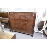 LARGE EARLY NINETEENTH CENTURY MAHOGANY CHEST OF TWO SHORT AND THREE GRADUATED LONG COCKBEADED