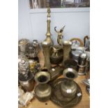 SELECTION OF FAR EASTERN AND INDIAN BRASS WARES AND OTHER METAL WARES including; Taiwanese bronze