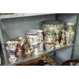 TWO REPRODUCTION ORIENTAL JARDINERES, AND A SELECTION OF MOSTLY REPRODUCTION ORIENTAL CERAMICS