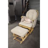 HABEBE, MODERN BLONDWOOD NURSING ROCKING CHAIR AND MATCHING FOOTSTOOL