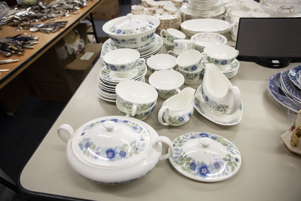 FORTY EIGHT PIECE WEDGWOOD 'CLEMENTINE' PATTERN POTTERY PART DINNER AND TEA SERVICE, including: