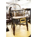 A NINETEENTH CENTURY OAK AND ELM WINDSOR ARMCHAIR