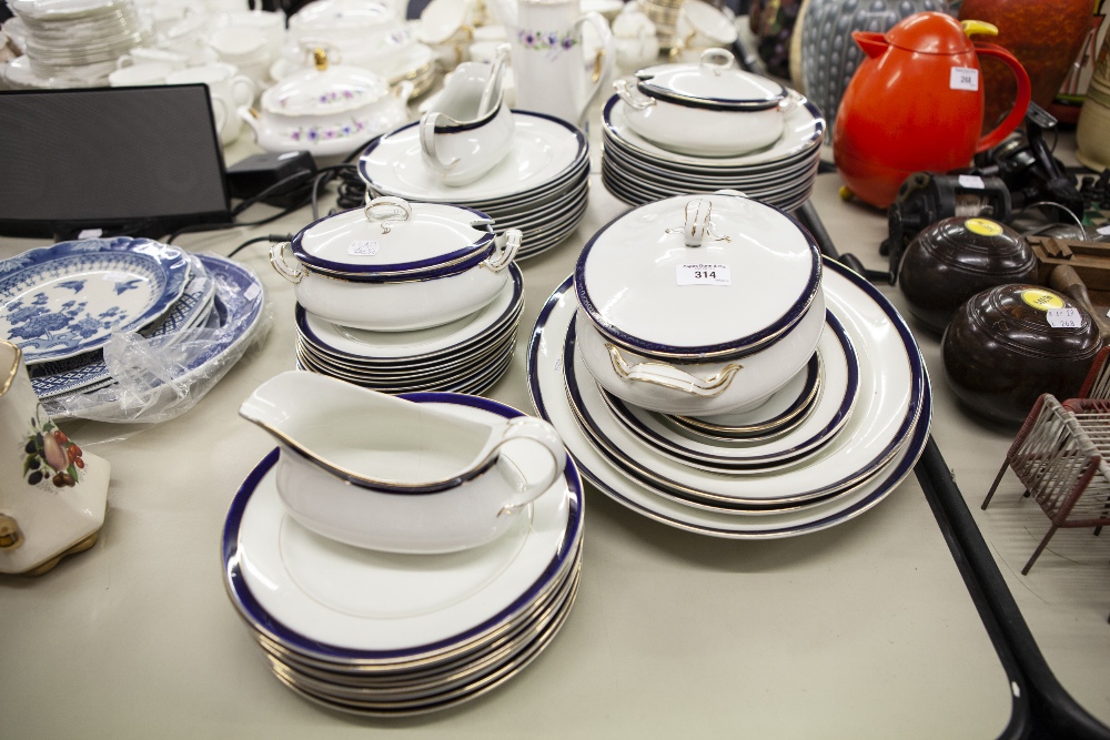 FIFTY NINE PIECE ALFRED MEAKIN 'BLEU DE ROI' PATTERN POTTERY PART DINNER SERVICE, including: SET