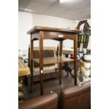 AN EDWARDIAN MAHOGANY FOLD OVER CARD TABLE, GREEN BAIZE LINED WITH UNDERTIER