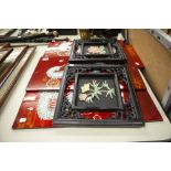 SUITE OF FOUR MODERN ORIENTAL RED LACQUER AND PAINTED PANELS DEPICTING DRAGONS 23" HIGH AND TWO