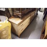 A LEBUS 1960's LIGHT OAK PART BEDROOM SUITE OF TWO PIECES VIZ A DRESSING CHEST AND A CHEST OF TWO