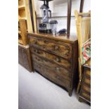 GEORGE III MAHOGANY SECRETAIRE CHEST WITH FALL FRONT SECRETAIRE DRAWER OVER THREE GRADUATED LONG