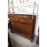 LARGE EARLY NINETEENTH CENTURY MAHOGANY CHEST OF TWO SHORT AND THREE GRADUATED LONG COCKBEADED