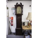 GEORGIAN MAHOGANY LONGCASE CLOCK, WITH ARCHED PAINTED DIAL