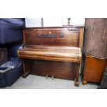 AN UPRIGHT GRAND PIANOFORTE WITH OVERSTRUNG IRON FRAME MOVEMENT, BY H LUBITZ, BERLIN, NO. 10932,